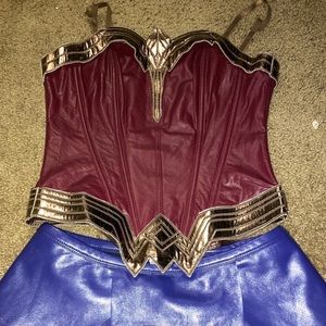 WonderWomen CostumeSkirt and Top Maroon And DarkBlue Set Size Small. AllLeather